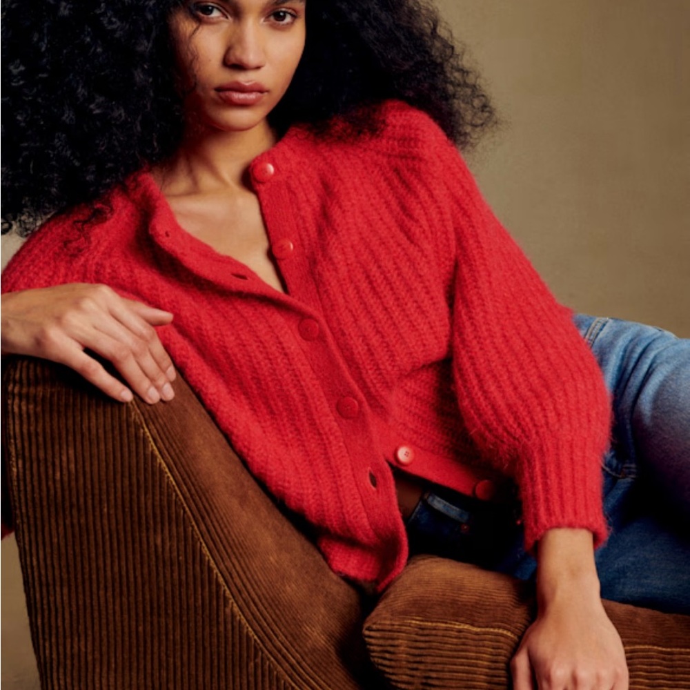 Sezane Vibrant Red Cardigan